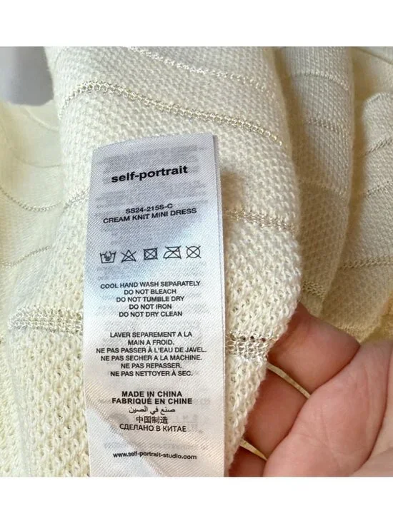 Self Portrait White Cream Knit Mini Dress - Size L - Picture 8 of 9